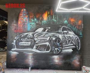 graffiti coche tuning audi rs6 zona franca zfmotors tuneado barcelona skyline